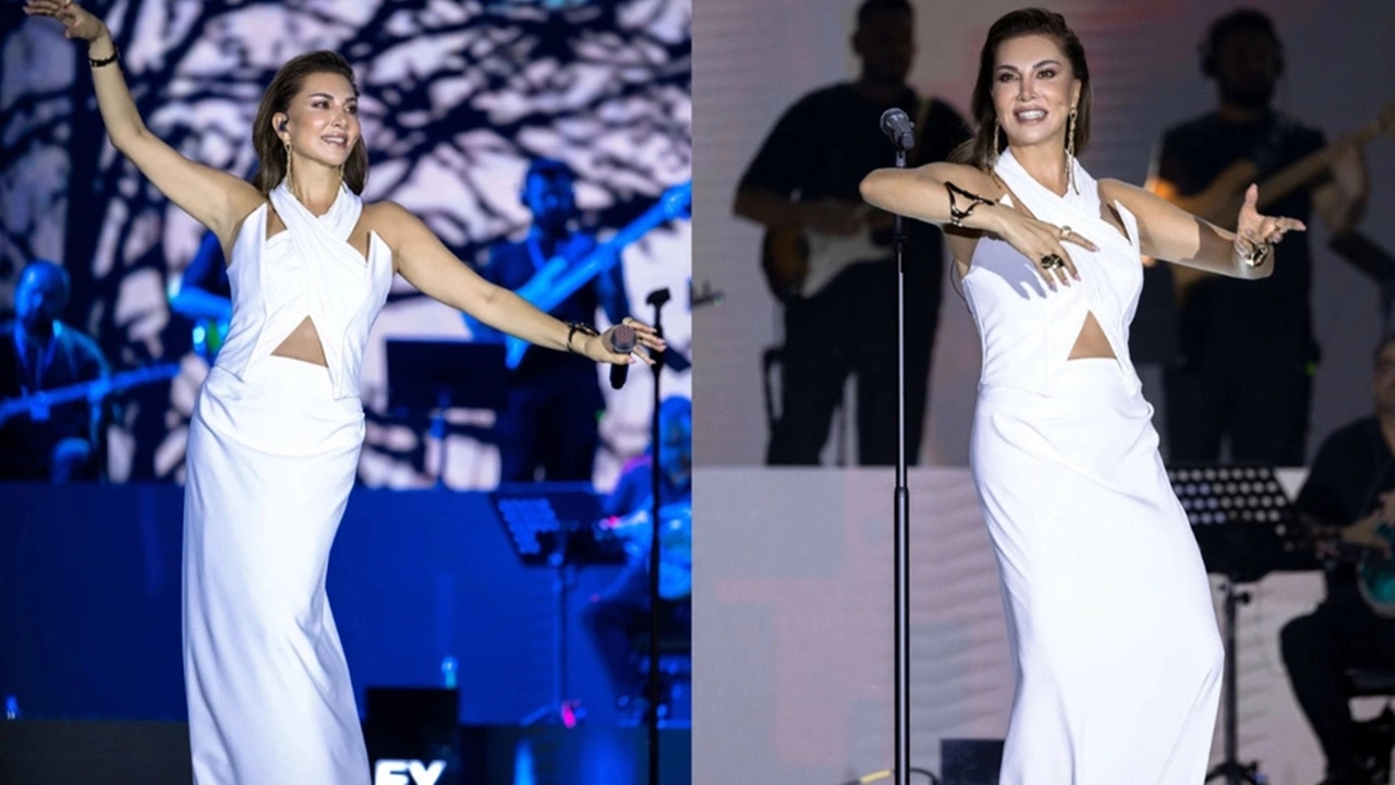 Ebru Yaşar Erzurum'da Beyaz elbisesiyle büyüledi